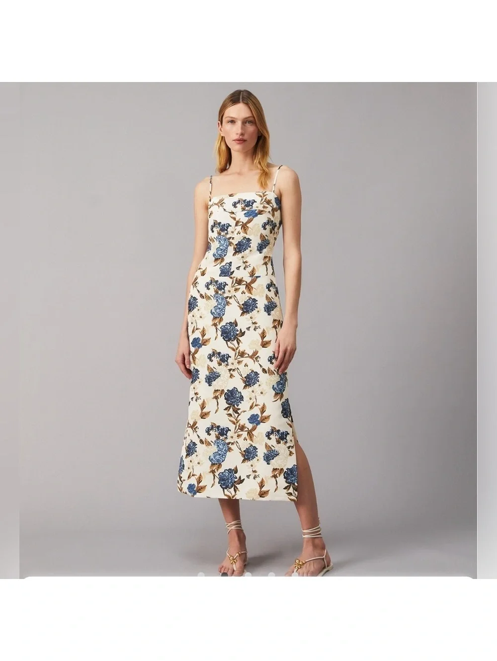 NEW Tory Burch Strap Back Floral Midi Dress, Size 8 New w/Tag Retail $598